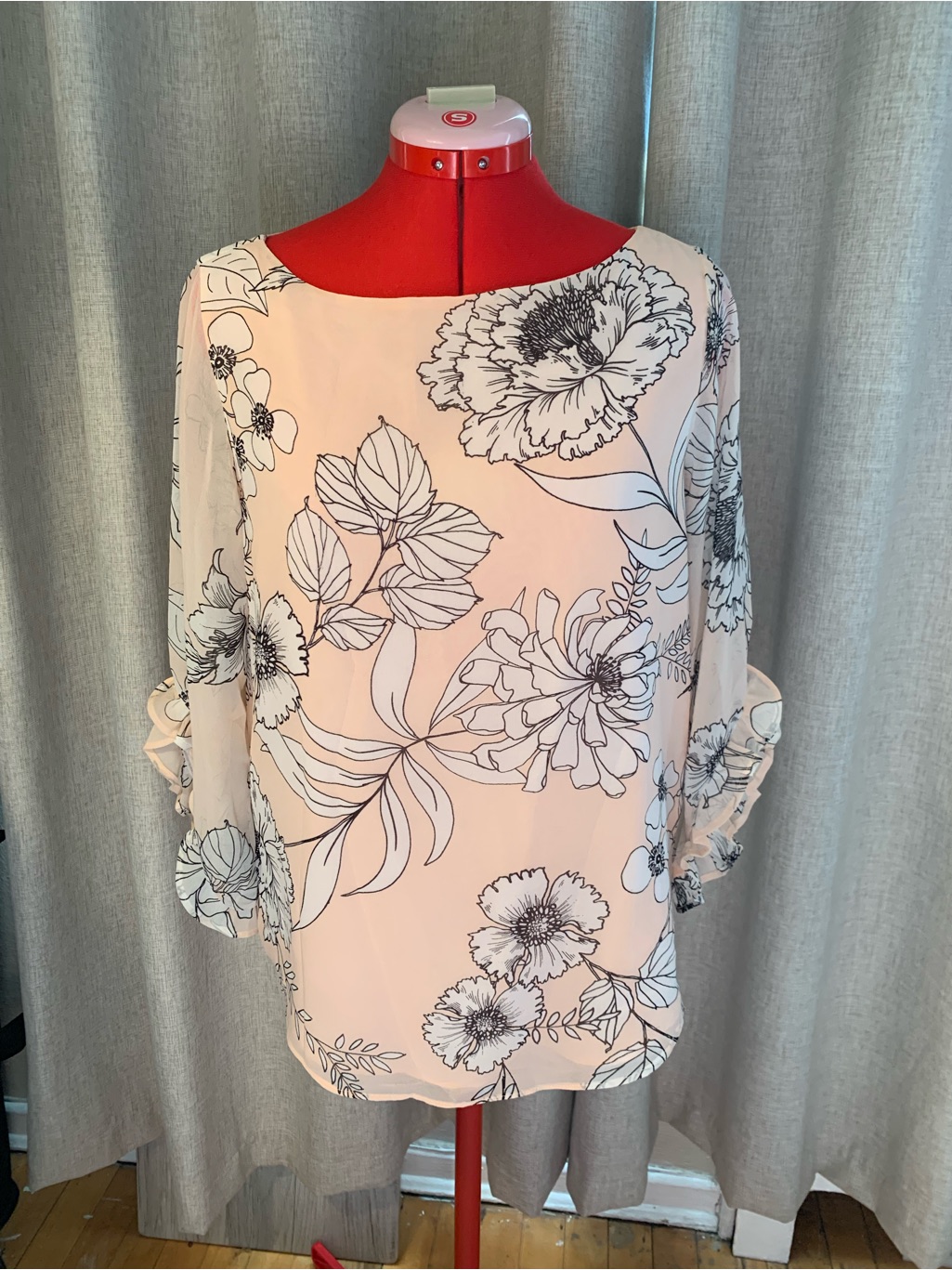 Calvin Klein Floral Boatneck Blouse - Pink